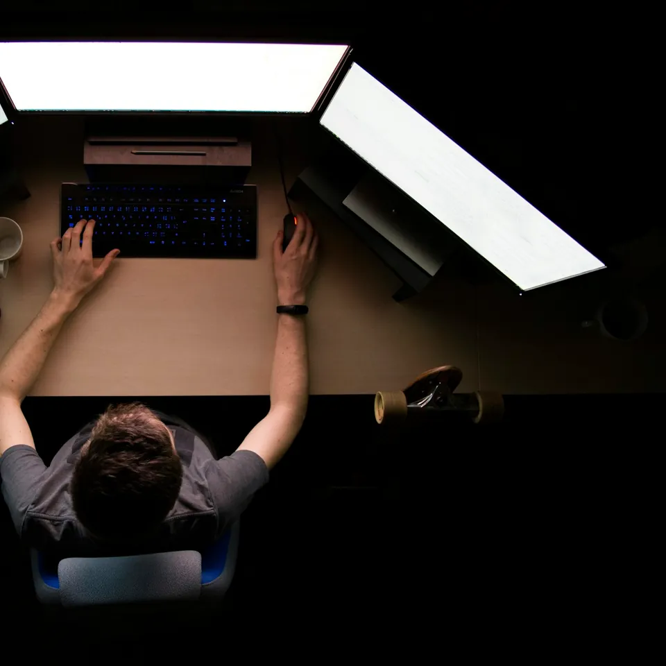 Sandeep's desk setup during a late build session