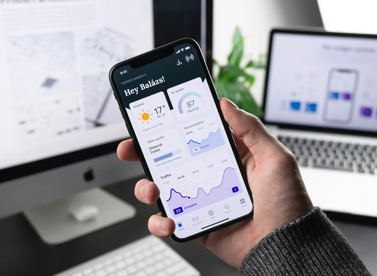 A dashboard running side by side on mobile and desktop